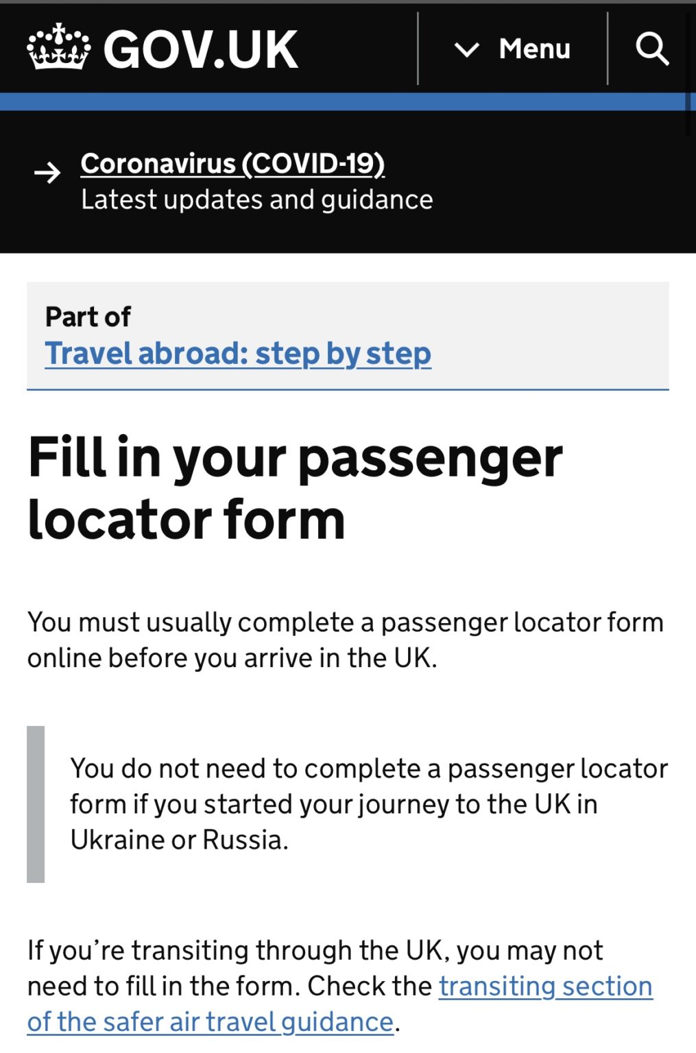 UPDATED UK to drop Passenger Locator form requirement Economy Class & Beyond