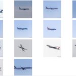 a collage of airplanes in the sky