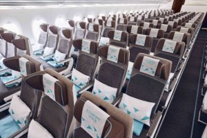 a rows of seats in an airplane