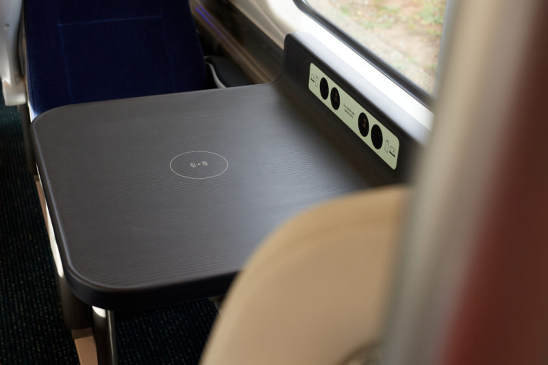 a table on a train