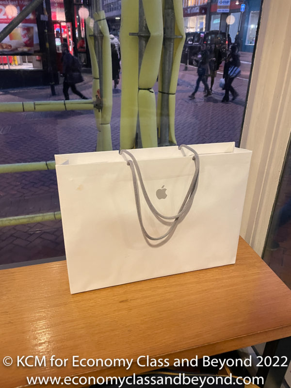 a white bag on a table
