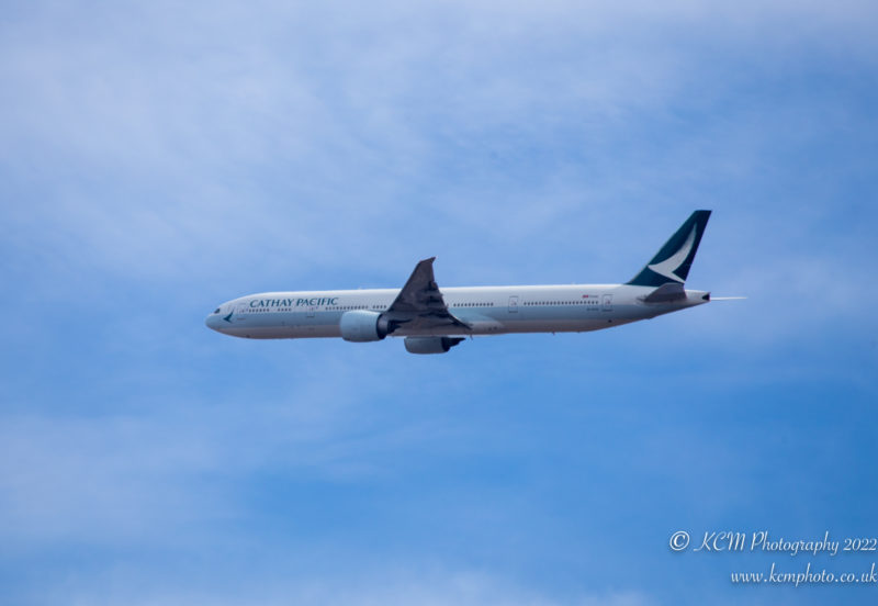 Cathay Pacific Boeing 777-300ER climbing out of Chicago O'Hare - Image, Economy Class and Beyond