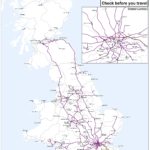 a map of england with red lines
