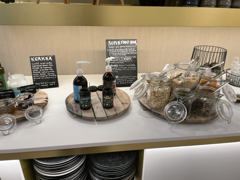 a counter with different food items on it