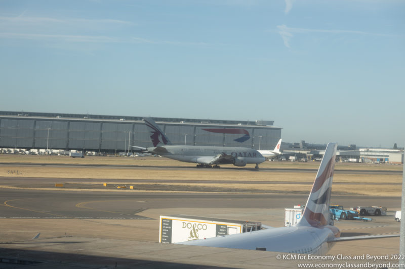 Qatar Airways Airbus A380 landing at London Heathrow - Image, Economy Class and Beyond