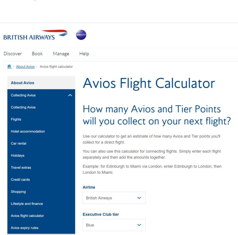 a screenshot of a flight calculator