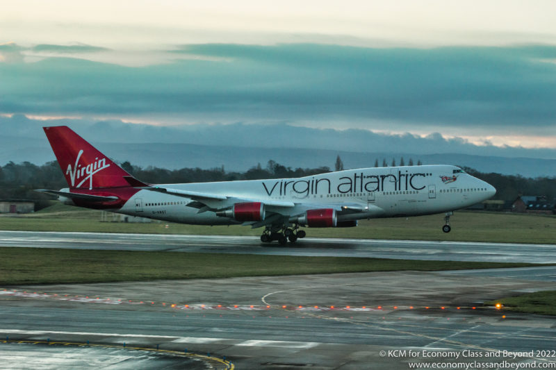 Virgin Atlantic Boeing 747-400 landing at Manchester Airport