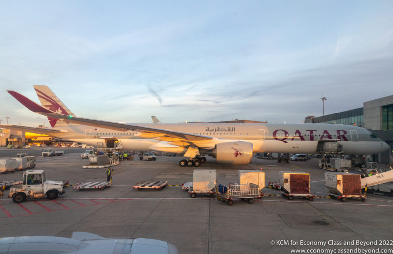 Qatar Airways Airbus A350-1000 at Frankfurt Airport. Image, Economy Class and Beyond