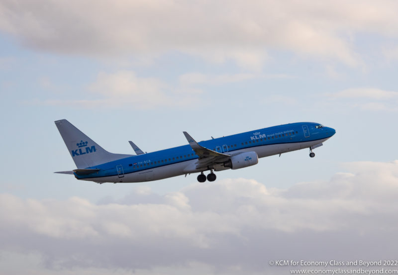 KLM Boeing 737-800 taking off from Manchester Airport - Image, Economy Class and Beyond