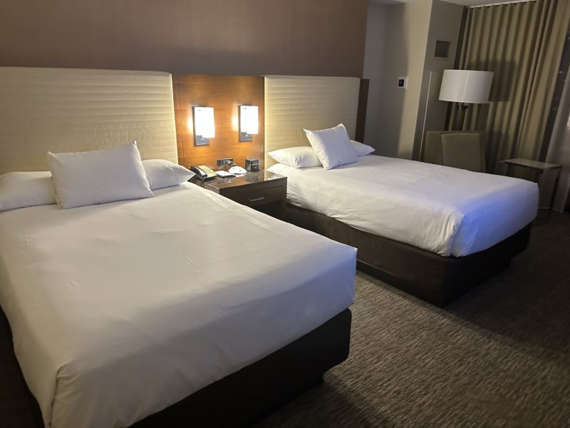 two beds in a hotel room