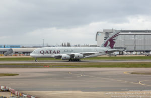 Qatar Airways Airbus A380 departing London Heathrow Airport - Image, Economy Class and Beyond