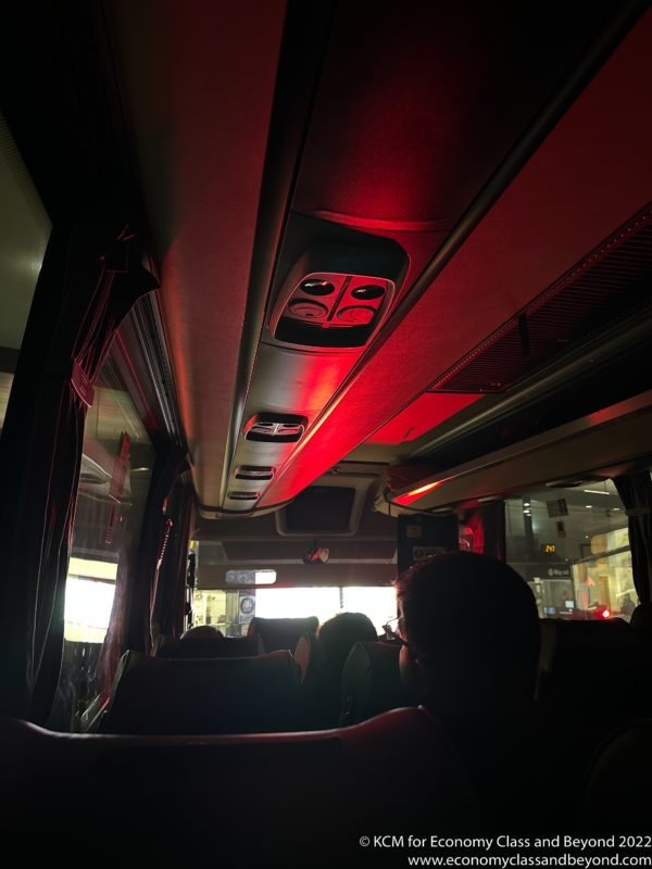 a red light on a bus