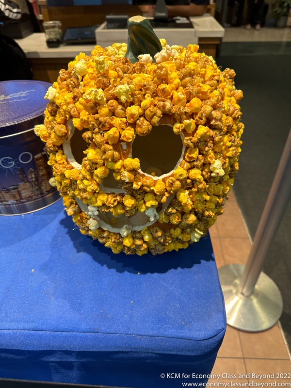 a pumpkin made of popcorn