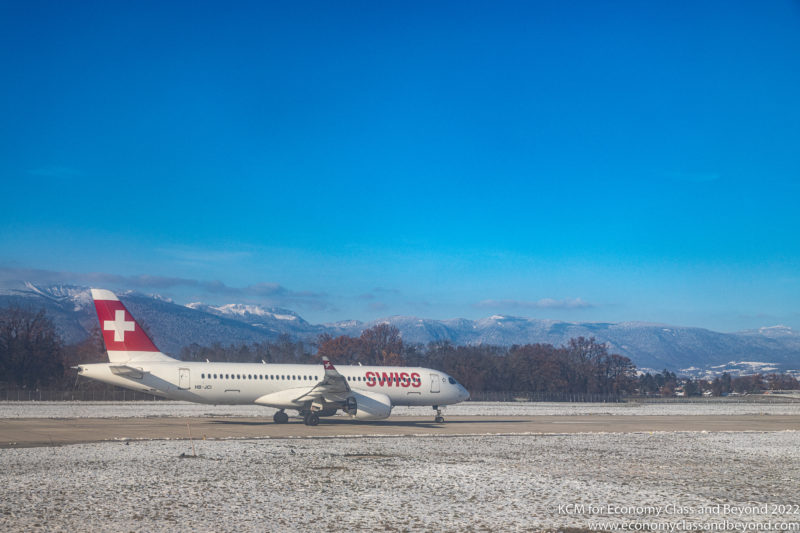SWISS Airbus A220-300 preparing to take off from Geneva Airport - Image, Economy Class and Beyond
