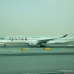 Qatar Airways Airbus A350-900 taxiing at Hamad International Airport, Doha. Image, Economy Class and Beyond