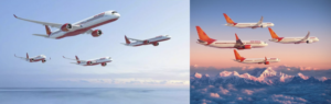 a collage of airplanes flying in the sky
