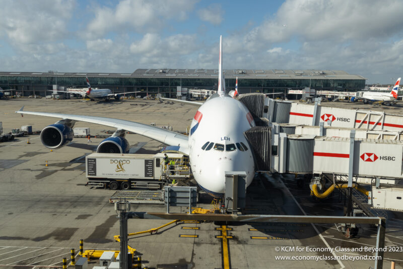 British Airways Airbus A380 at London Heathrow Airport - Image, Economy Class and Beyond