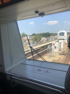 a train tracks and a window