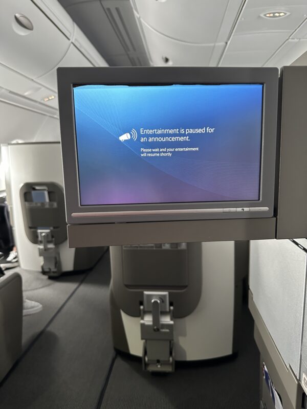 a screen on an airplane