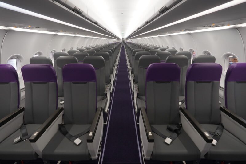 rows of seats in an airplane