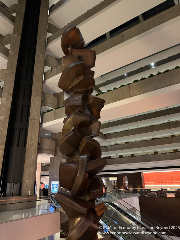 a sculpture in a building