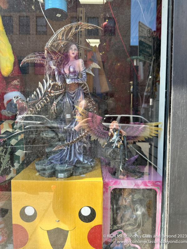 a display of a toy in a window