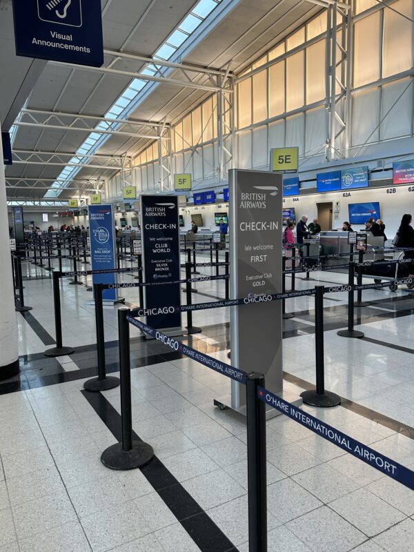 a check in area at an airport