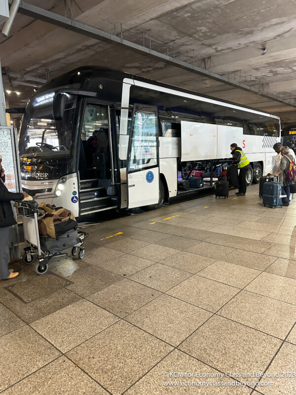a bus in a station