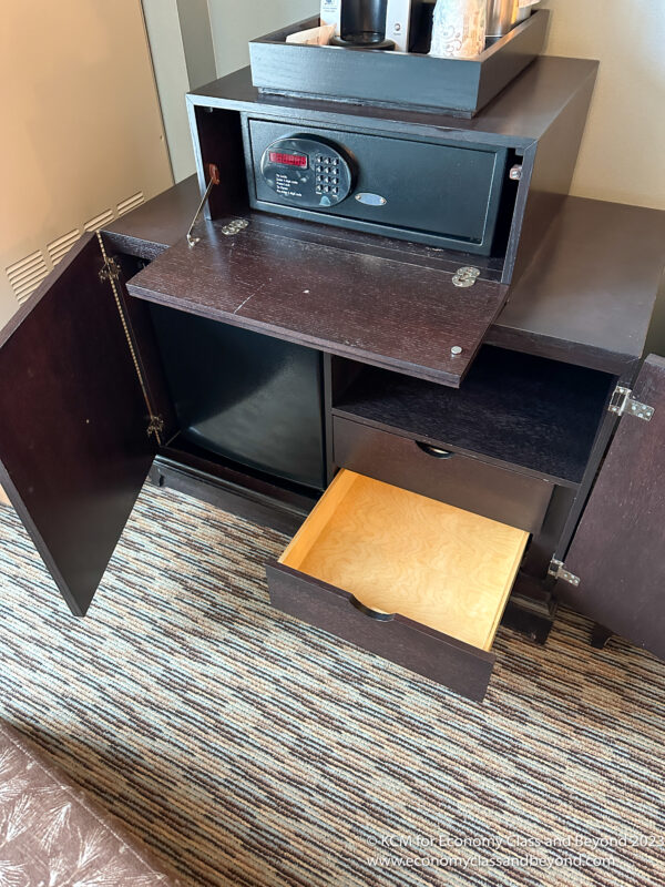 a black safe with a drawer