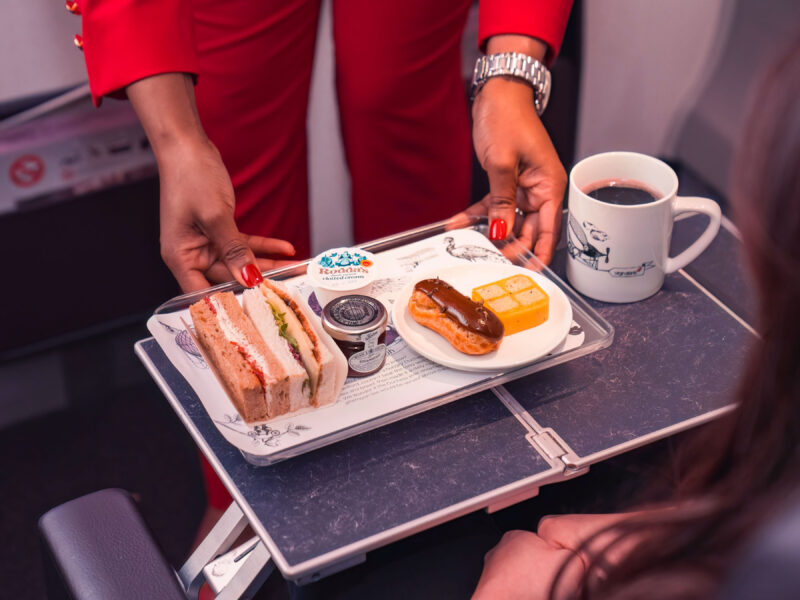 a tray with food on it