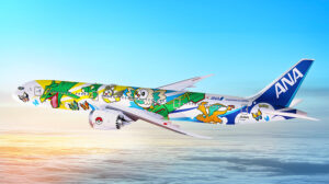 a plane with cartoon characters on it