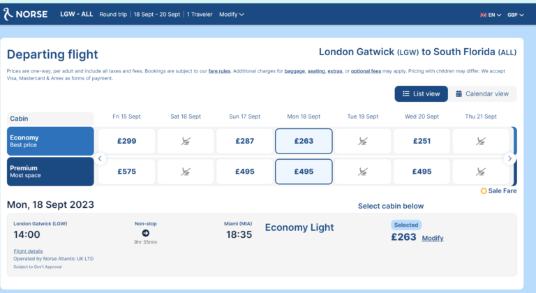 Norse Atlantic switches to serve Miami - Economy Class & Beyond