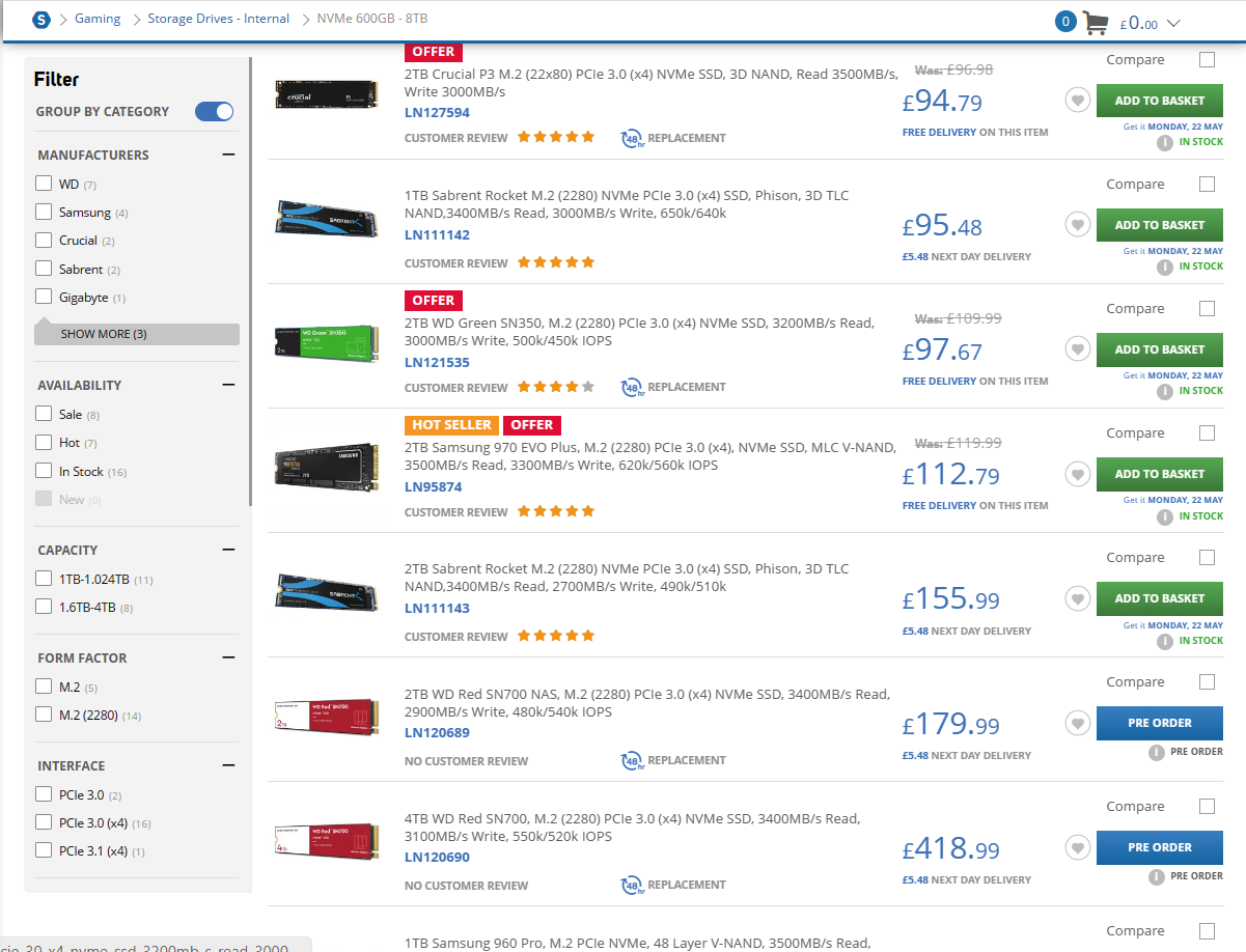 SSD Prices Economy Class & Beyond