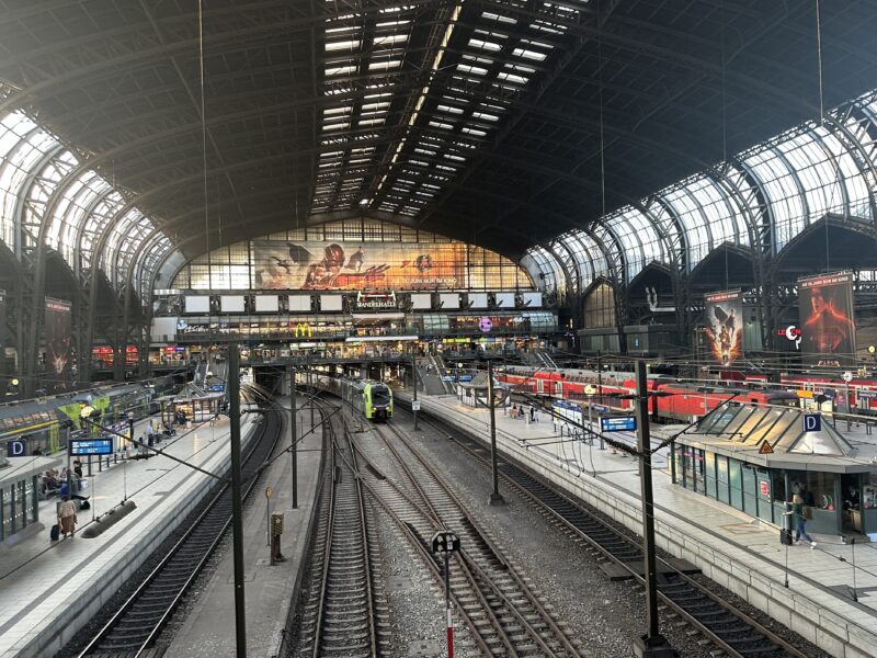 a train station with many tracks