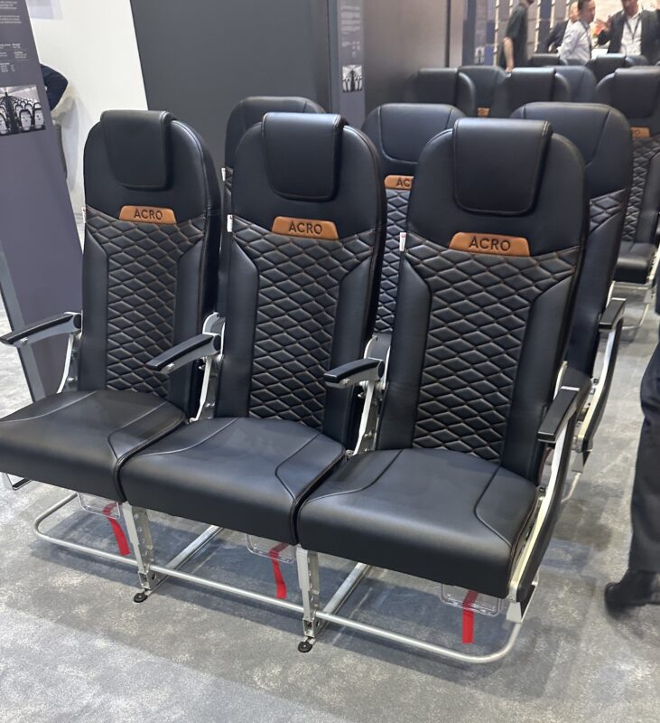a row of black chairs