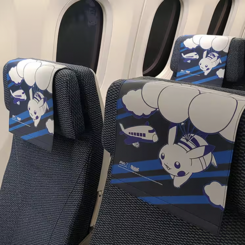 a seat covers on a plane