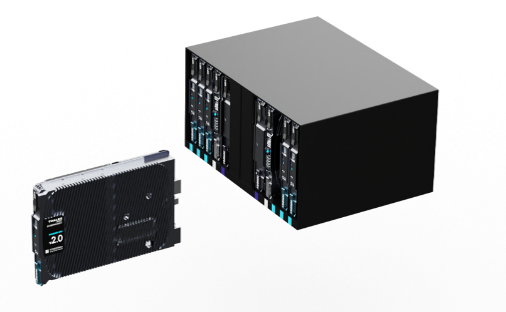 a black box with blue lights