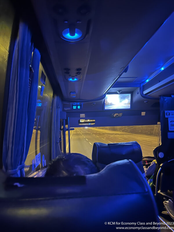 a view from inside of a bus