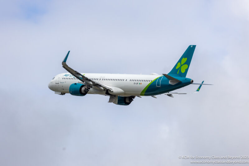 Aer Lingus Airbus A321LR taking off from Dublin Airport 
