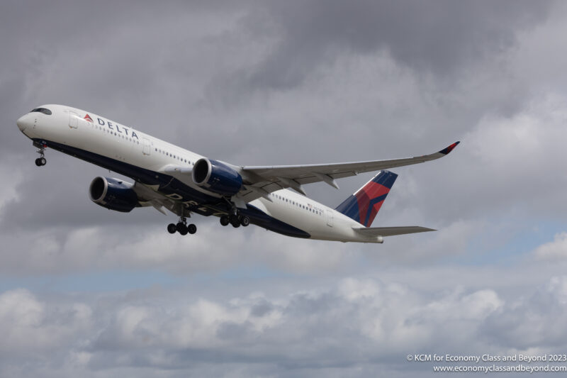 Delta Air Lines Airbus A350-900 taking off from Dublin Airport