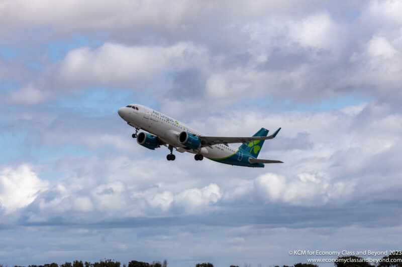 Aer Lingus Airbus A320neo taking off from Dublin Airport