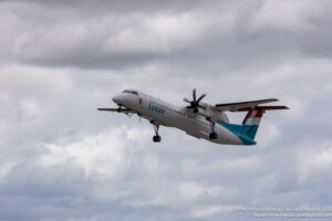 Luxair De Havilland Dash 8-400 taking off from Dublin Airport