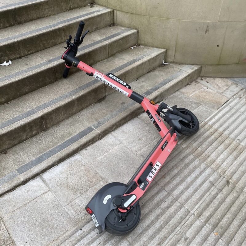 a scooter on a staircase
