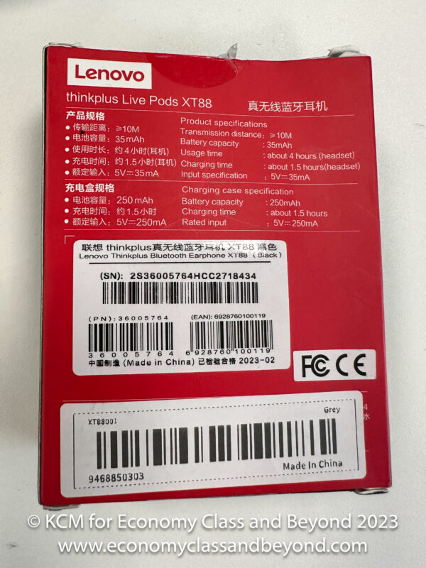 Lenovo Thinkplus XT88 earbuds - Image, Economy Class and Beyond