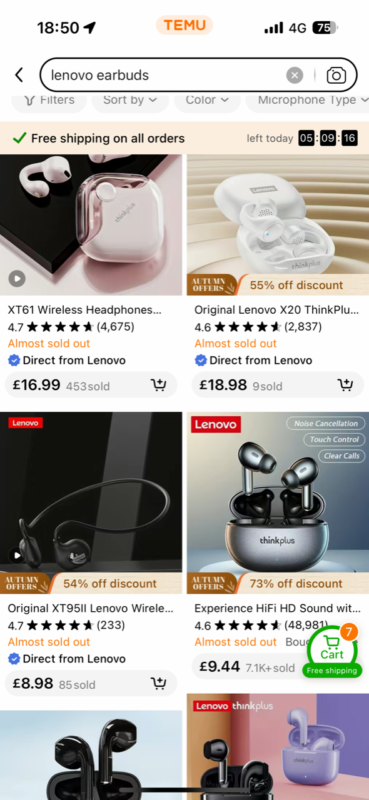 Prices for earbuds