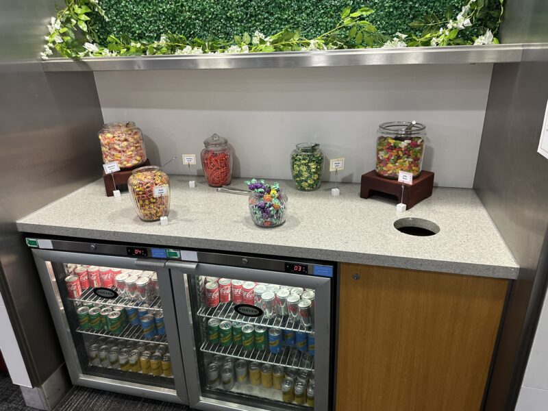a counter with candy in it
