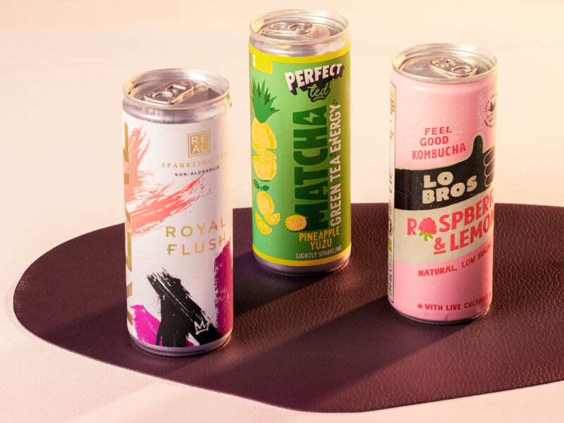a group of cans of beverage