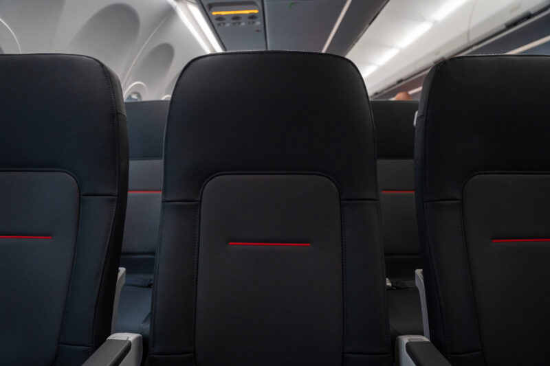 a black seats in an airplane