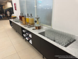 a row of glasses on a counter