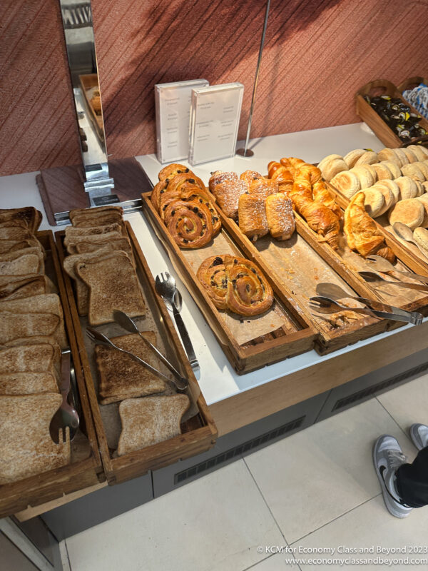 a trays of pastries on a counter